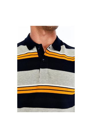 Ar-ma Erkek Ribanalı Regular Fit Çizgili %95 Pamuk %5 Elastane Ringel Pike Kumaş Polo Yaka Düğmeli Sweatshirt K30554953102 Gri-g10 Gri