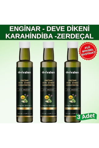 Rivalen Enginar - Deve Dikeni - Karahindiba Bitkisel Sıvı Eki 250 Ml X 3 Adet
