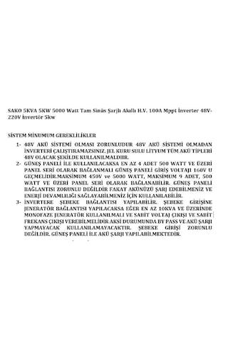 5kva 5kw 5000 Watt Tam Sinüs Akıllı H.v. 100a Mppt İnverter 48vdc-220vac 5000 W İnvertör