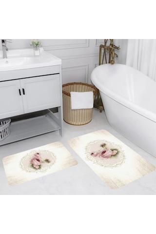 Eliana Home Dijital Baskılı 2'li Banyo Paspas Takımı Lna5112 Bej
