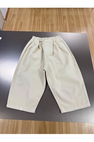 Magu Çocuk Ekru Oversize Lastikli Bel Pantolon