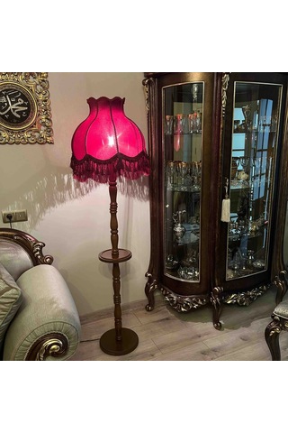 Bordo Sehpalı Vintage Lambader 170x45cm Bordo