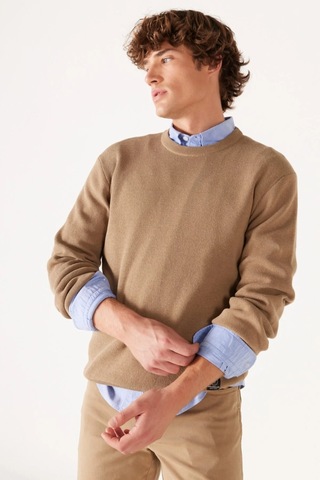 Wrangler Bisiklet Yaka Regular Fit Toprak Erkek Kazak W22210660 001