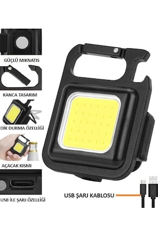 Led Lamba Mini 30 Ledli Mıknatıslı Şarjlı Askılı Anahtarlık Kamp Çadır Lambası Fener