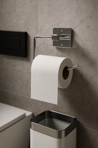 Yapışkanlı Krom WC Kağıtlık / Tuvalet Kağıtlık – Deliksiz Montaj, Ergonomik Tasarım KS-001