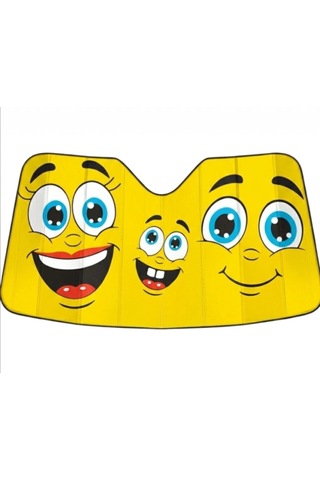 Baskılı Ön Cam Güneşlik Balonlu Emojili 135x65cm Görsel Afiş 135x65 Cm