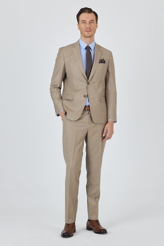 İmza Bej Mono Yaka Düz 2 Düğme Classic Yünlü Slim Fit Takım Elbise 1001250175 Bej