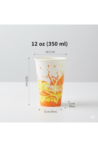 12 Oz 350 Ml Karton Bardak - 40 Adet - Desenli Soğuk/sıcak İçecek - Tek Kullanım, Kapaksız