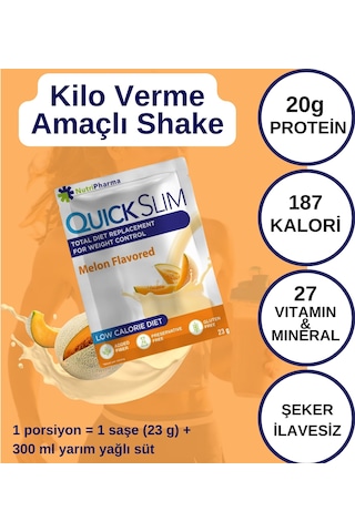 Quick Slim Öğün Yerine Geçen Shake, Kavun Aromalı, 30 Saşe