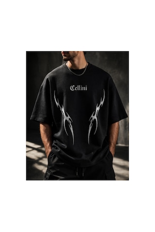 Yolo Street Oversize Erkek Tişört %100 Pamuk Tribal Baskı Streetwear Siyah/beyaz Siyah3