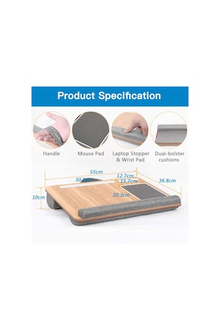 Konfeksiyon-Market Portatif Laptop Sehpası Tablet Bölmeli Yastıklı Notebook Masası