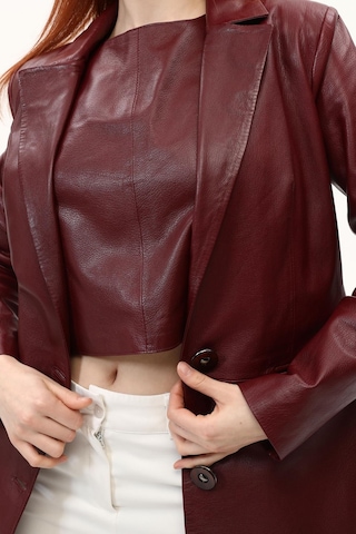 Leatinn Bordo Kadın Deri Crop