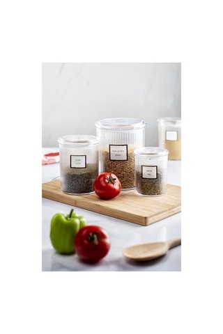 18'li Barok Yuvarlak 3 Boy Kavanoz Seti & Saklama Kabı & Erzak Kabı 6 2000 Ml, 6 1000 Ml ,6 500 Ml Düz Renkli