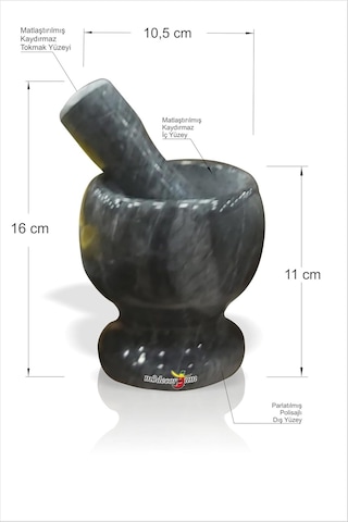 Chacha Home Siyah Parlatılmış Gerçek Mermer Sarımsak Kahve Baharat Çekirdek Çeşni Dövme Ezme Havan Ve Tokmak Doğal Taş El Yapımı Kırıcı Ezici Mutfak Şef Seti Çeyizlik Hediyelik Dekoratif Sunum Aksesuarı