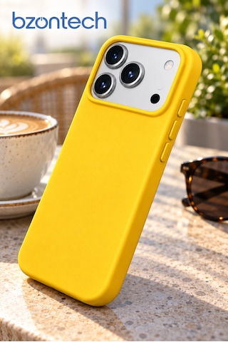 Apple İphone 17 Pro Max / 18 Pro Max Uyumlu Kılıf Renkli Lansman İçi Kadife Yumuşak Kamera Yükseltili Silikon Sarı