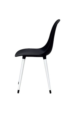 Vilinze Eames Beyaz Ahşap Ayak Plastik Siyah Sandalye
