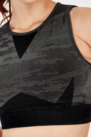 Maraton Active Slimfit Kadın Bisiklet Yaka Kolsuz Fitness Siyah Bra 813054-Siyah