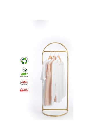 Butik Stil Oval Askılık Konfeksiyon Askılığı Altın Renk Askılık Gold Elbise Askılığı Ayaklı Askılık Gold