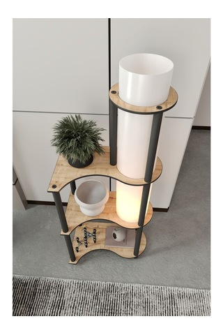 Ravilo Estilo Dor Dekoratif Raflı Lambader Meşe