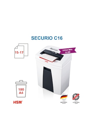 Hsm Securio C16 - 5.8 MM Evrak İmha Kağıt Kırpma Makinesi 25 L