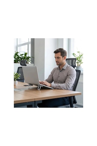 1 Çift Yapışkanlı Katlanabilir Laptop Standı Mini Notebook Yükseltici, Taşınabilir Kaymaz Laptop A Çok Renkli