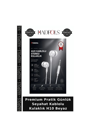 Premium Pratik Günlük Seyahat Kablolu Kulaklık H10 Beyaz