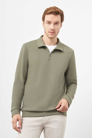 Morven Erkek Haki Fermuarlı Bato Yaka Sweat-shirt 25ks063001710 Haki Haki