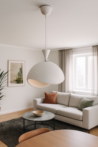 3d İskandinav Tarz Salon Oturma Odası Beton Avize Plastik Beyaz