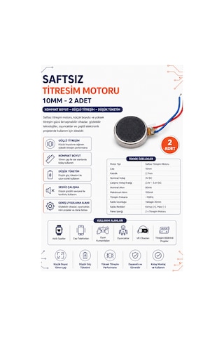 Şaftsız Titreşim Motoru 10mm 2 Adet