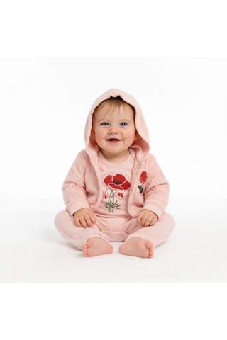 Milays Kız Bebek %100 Pamuk 0-3 Ay Premium Kalite Setler Somon