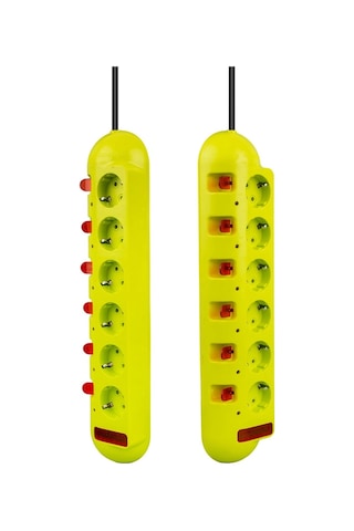 Vea Ve-e60 6 Lı 1.5 Metre Ayrı Anahtarlı Grup Priz Uzatma Kablosu 3860 Watt 16 Amper Isıya Dayanıklı