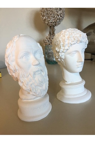 Payatasarım Dekoratif Hermes Ve Socrates Büst Biblo Beyaz Beyaz Payanm307 Diğer