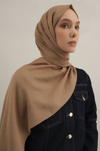 Vizon Link Desen Bambu Cotton Şal 12 Vizon