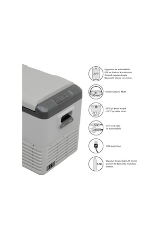 Outwell Arctic Chill 40 L Kompresörlü Buzdolabı Açık Gri