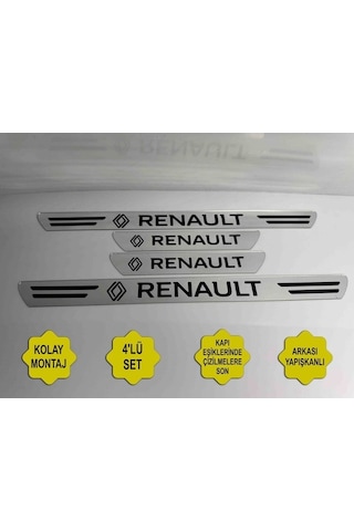 Renault Megane İle Uyumlu Kapı Eşiği Koruyucu Ön - Arka 4'lü Set