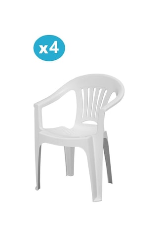 Omnipazar Mt-gf141 Zaffiro Plastik Bahçe Balkon Sandalye 4'lü Set Beyaz