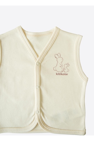 Organik New Basic Yelek Natural Krem