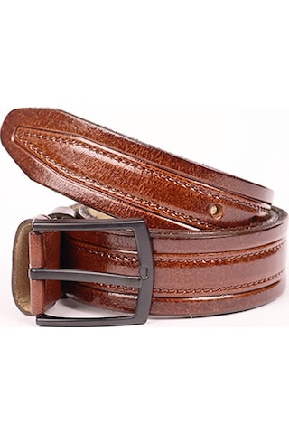 Hakiki Deri Kösele Kahverengi Erkek Kemeri 3,2 Cm Kahverengi