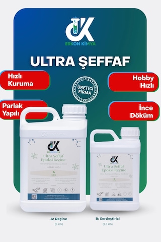 Erkon Kimya Ultra Şeffaf Hızlı Hobby Epoksi 7.5 Kg