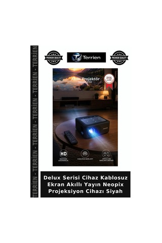 Delux Serisi Cihaz Kablosuz Ekran Akıllı Yayın Neopix Projeksiyon Cihazı Siyah