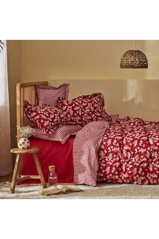 Karaca Home Carlo %100 Pamuk Çift Kişilik Nevresim Takımı Kırmızı