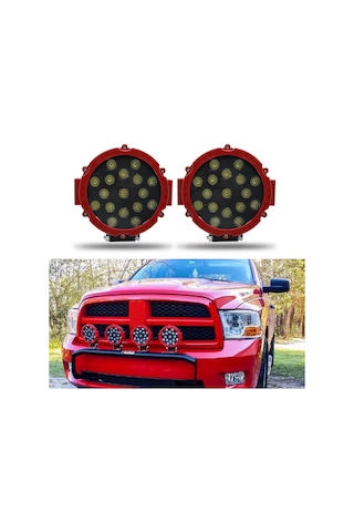 Off Road Sis Lambası 17 Ledli 51 Watt Kırmızı 4x4 Yayıcı Sis Farı