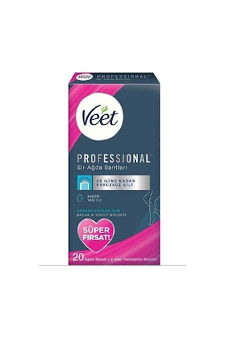 Veet Professyonel Bacak Ve Vücut Bölgesi Hassas Ciltler Sir Ağda Bandı 20'li