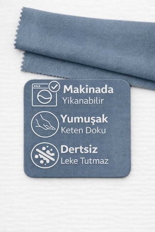 Perdeyap1980 Kadife Dokulu Açık İndigo Renk Ada Serisi Runner 40 X 140 Cm Açık Indigo