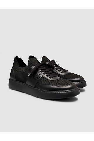 Cabani Erkek Triko Detaylı Günlük Siyah Sneaker Ayakkabı Siyah