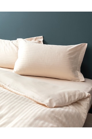 Madame Coco Elicia King Size %100 Pamuk Çizgili Saten Nevresim Takımı - Gold 8684427187241 Sarı