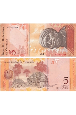 Venezuela, 5 Bolivar 2007 P 89 Çil Eski Yabancı Kağıt Para
