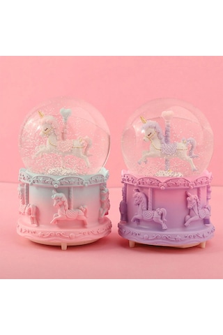 Orta Boy Müzikli Unicorn Kar Küresi - 9003283533884rx8