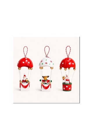 Yılbaşı Ağacı Süsü 13 Cm Uçan Balonlu Noel Baba, Kardan Adam Ve Geyik Figürlü Ağaç Süsü Seçenekleri 1 Adet Diğer