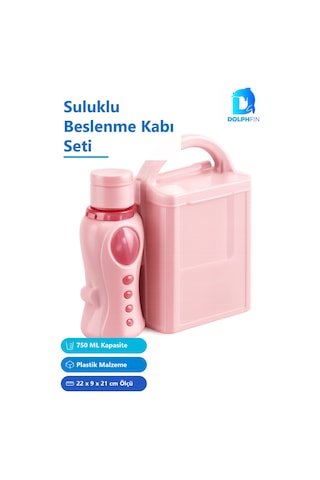 Mavi Suluklu Beslenme Kabı Seti 750 Ml + 850 Ml